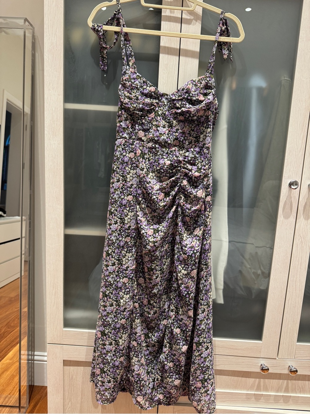 Astr Floral Maxi Dress in Black and Purple
